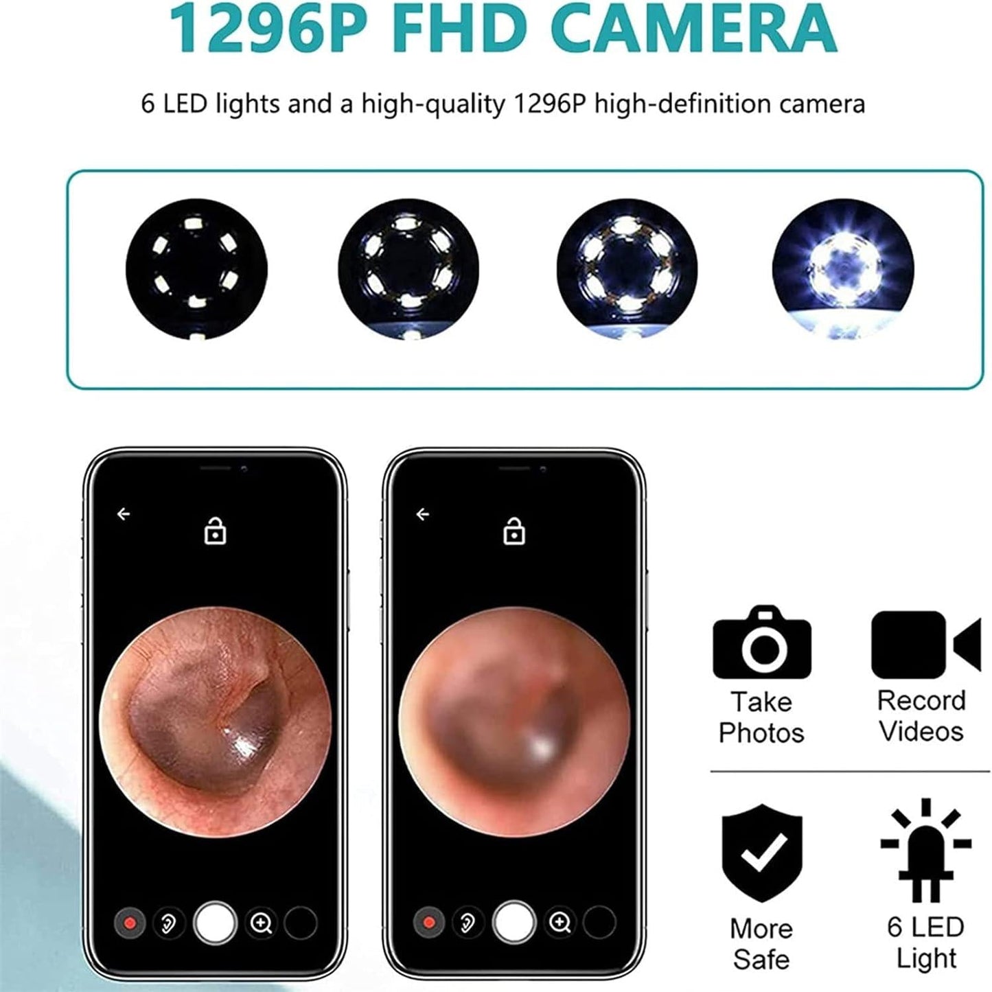 3.5mm Wireless Phone Visual Ear Scoop Ear Endoscope Luminous Ear pick Stick Wi-Fi Connected With LED Light HD Pixel