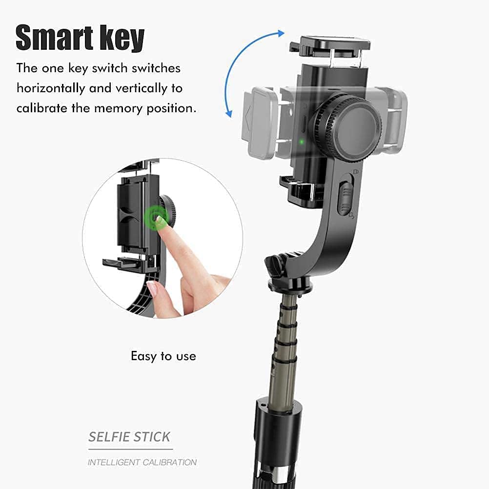 9JOY Q08 Gimbal Stabilizer for Smartphone with Extendable Bluetooth Selfie Stick and Tripod, Multifunction Remote 360 Automatic Rotation, for iPhone/Android